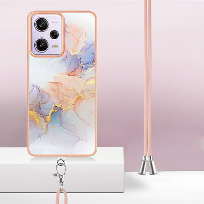 YB IMD Series-4 TPU Plating Cover for Xiaomi Redmi Note 12 Pro 5G / Note 12 Pro Speed 5G / Poco X5 Pro 5G , Marble Flower Pattern Phone Case