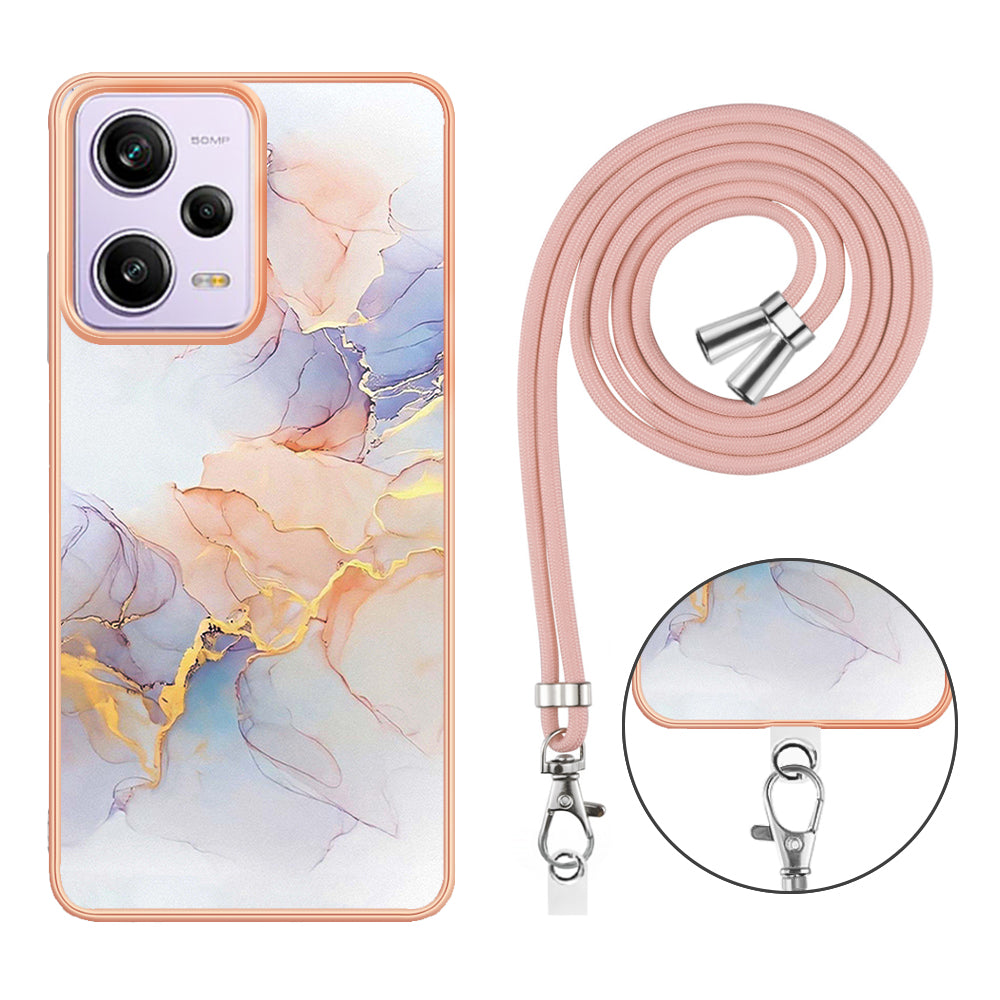 YB IMD Series-4 TPU Plating Cover for Xiaomi Redmi Note 12 Pro 5G / Note 12 Pro Speed 5G / Poco X5 Pro 5G , Marble Flower Pattern Phone Case
