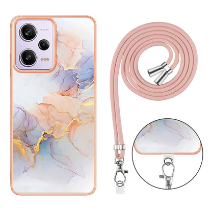 YB IMD Series-4 TPU Plating Cover for Xiaomi Redmi Note 12 Pro 5G / Note 12 Pro Speed 5G / Poco X5 Pro 5G , Marble Flower Pattern Phone Case