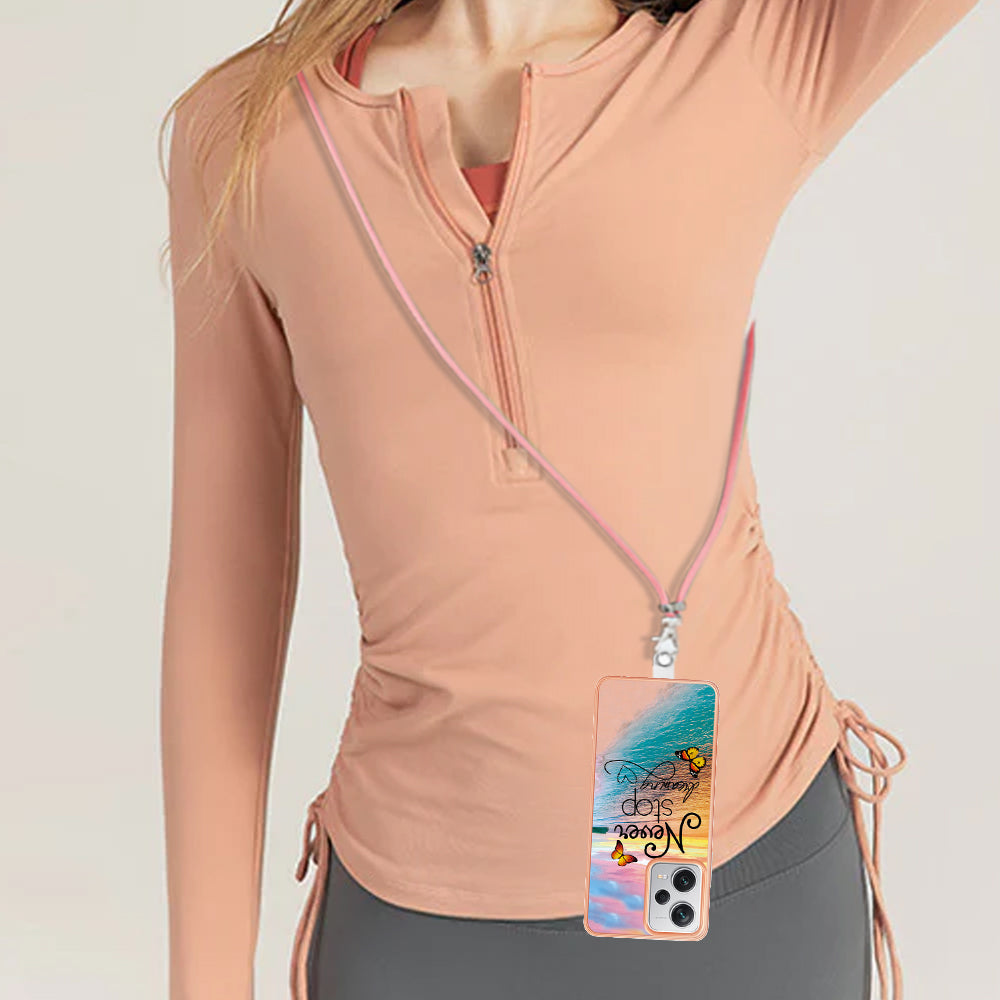 YB IMD Series-4 for Xiaomi Redmi Note 12 Pro+ 5G Electroplating TPU Shockproof Cover IMD Marble Flower Pattern Phone Case with Lanyard