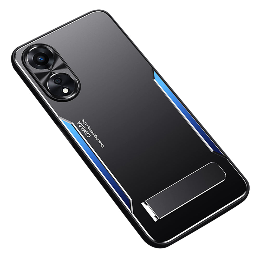For Oppo A58 5G Kickstand Phone Case Aluminum Alloy Soft TPU Lens Protection Cover