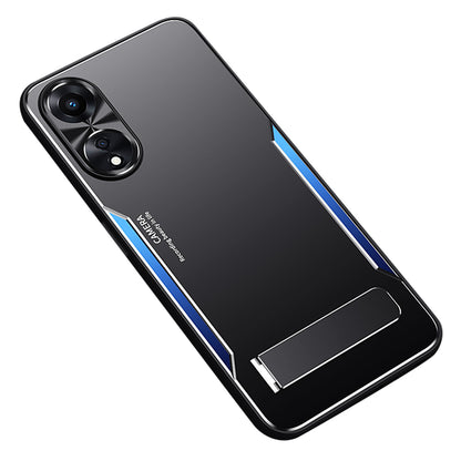 For Oppo A58 5G Kickstand Phone Case Aluminum Alloy Soft TPU Lens Protection Cover