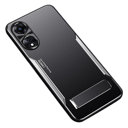 For Oppo A58 5G Kickstand Phone Case Aluminum Alloy Soft TPU Lens Protection Cover