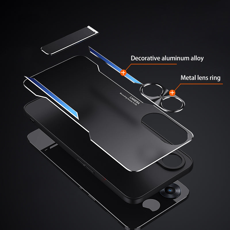 For Oppo A58 5G Kickstand Phone Case Aluminum Alloy Soft TPU Lens Protection Cover