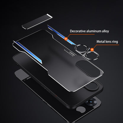 For Oppo A58 5G Kickstand Phone Case Aluminum Alloy Soft TPU Lens Protection Cover