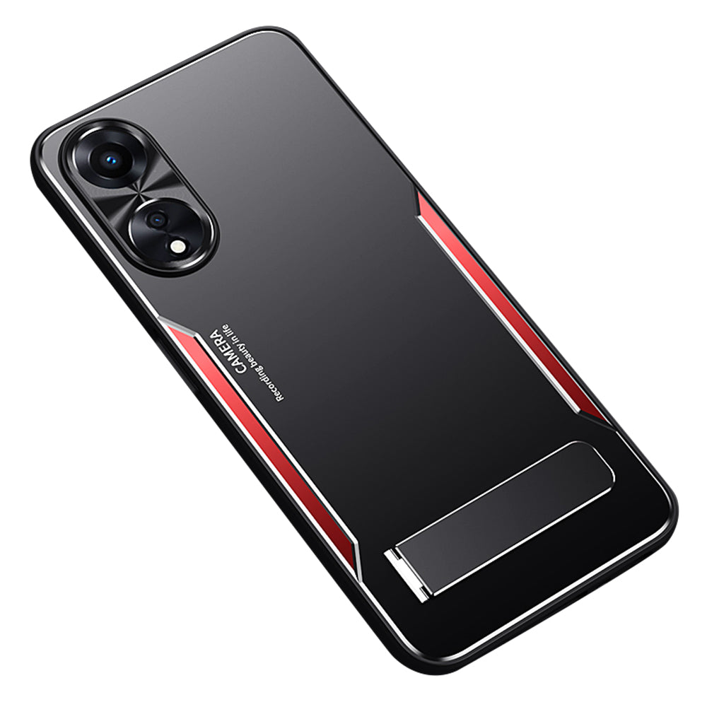For Oppo A58 5G Kickstand Phone Case Aluminum Alloy Soft TPU Lens Protection Cover