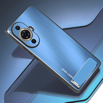For Huawei nova 11 Pro / 11 Ultra Aluminium Alloy+TPU Cover Brushed Phone Case with Kickstand