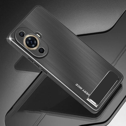 For Huawei nova 11 Pro / 11 Ultra Aluminium Alloy+TPU Cover Brushed Phone Case with Kickstand