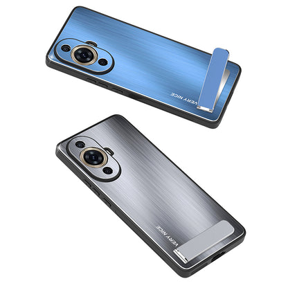 For Huawei nova 11 Pro / 11 Ultra Aluminium Alloy+TPU Cover Brushed Phone Case with Kickstand