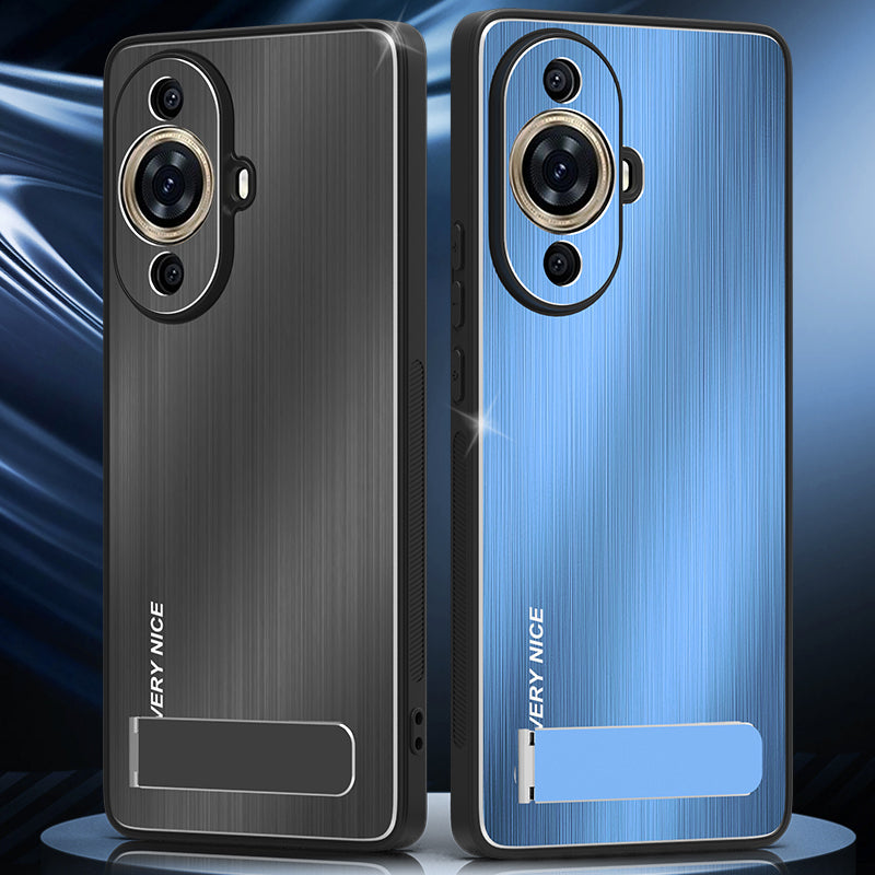 For Huawei nova 11 Pro / 11 Ultra Aluminium Alloy+TPU Cover Brushed Phone Case with Kickstand