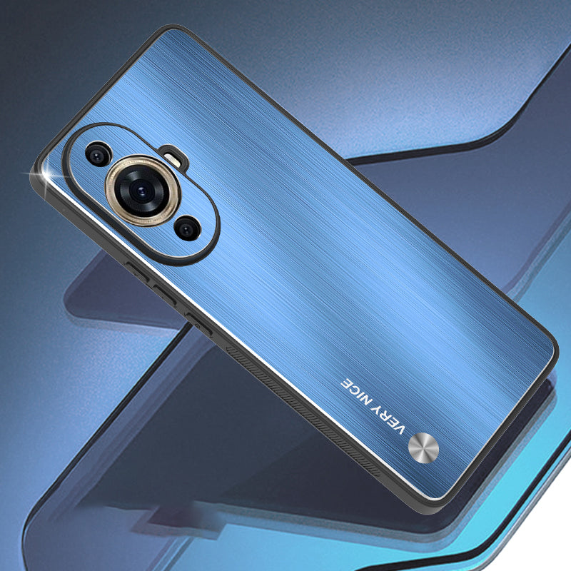 For Huawei nova 11 Pro / nova 11 Ultra Aluminium Alloy Back + TPU Frame Phone Case Brushed Cover