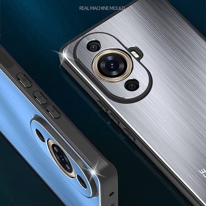 For Huawei nova 11 Pro / nova 11 Ultra Aluminium Alloy Back + TPU Frame Phone Case Brushed Cover