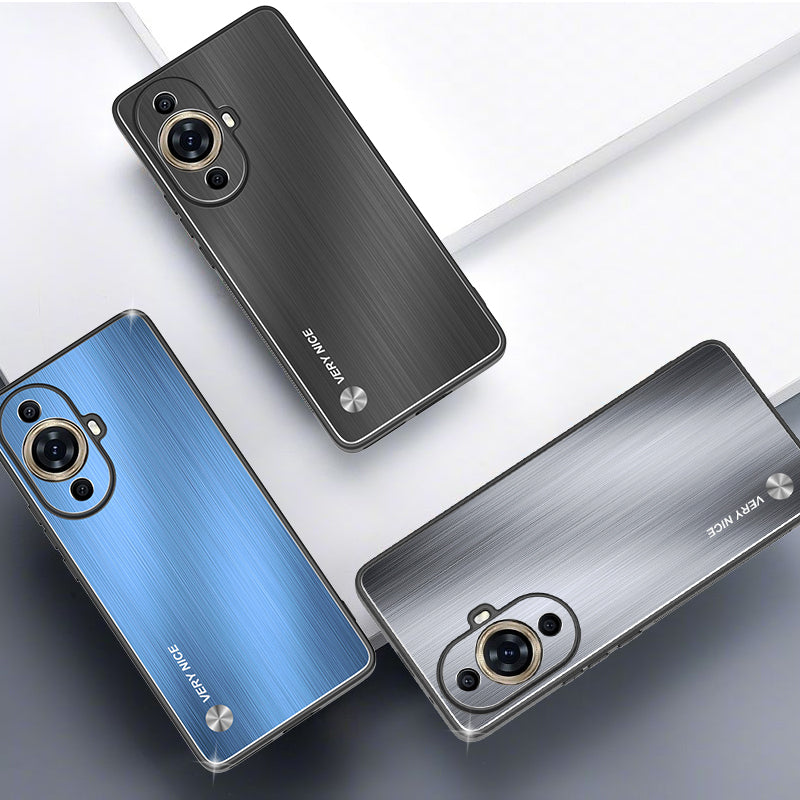 For Huawei nova 11 Pro / nova 11 Ultra Aluminium Alloy Back + TPU Frame Phone Case Brushed Cover