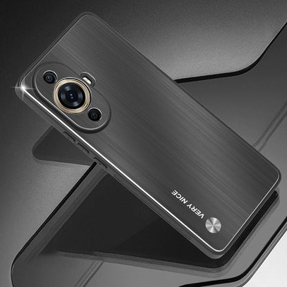 For Huawei nova 11 Pro / nova 11 Ultra Aluminium Alloy Back + TPU Frame Phone Case Brushed Cover