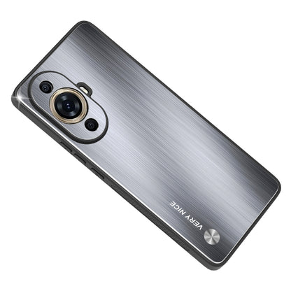 For Huawei nova 11 Pro / nova 11 Ultra Aluminium Alloy Back + TPU Frame Phone Case Brushed Cover