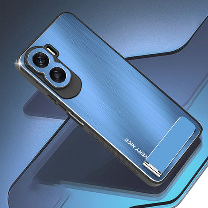 For Honor X50i 5G Kickstand Phone Case TPU+Aluminium Alloy Brushed Anti-scratch Cover