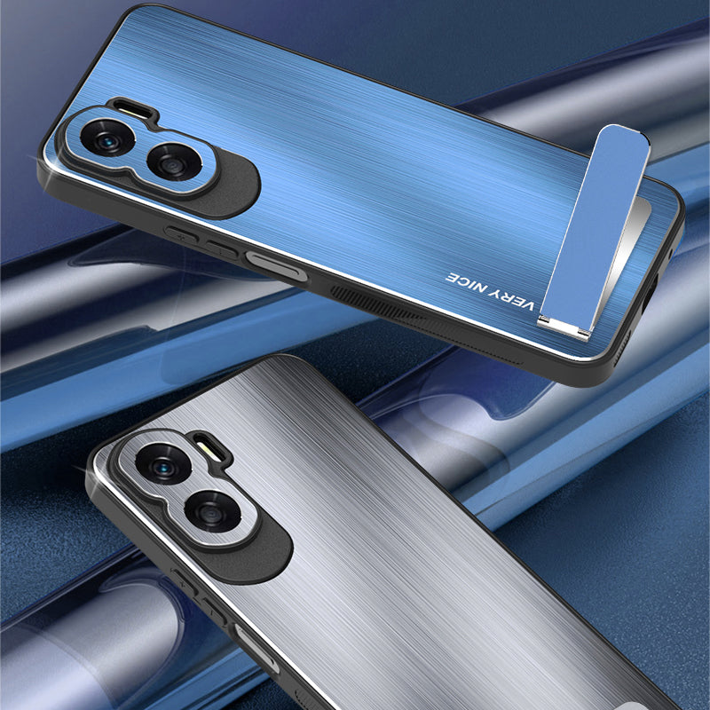 For Honor X50i 5G Kickstand Phone Case TPU+Aluminium Alloy Brushed Anti-scratch Cover