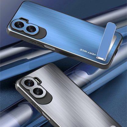 For Honor X50i 5G Kickstand Phone Case TPU+Aluminium Alloy Brushed Anti-scratch Cover