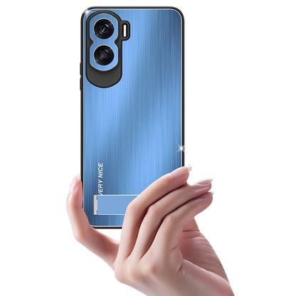 For Honor X50i 5G Kickstand Phone Case TPU+Aluminium Alloy Brushed Anti-scratch Cover