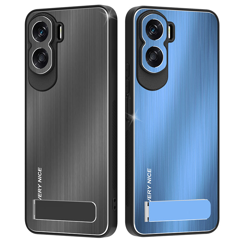 For Honor X50i 5G Kickstand Phone Case TPU+Aluminium Alloy Brushed Anti-scratch Cover