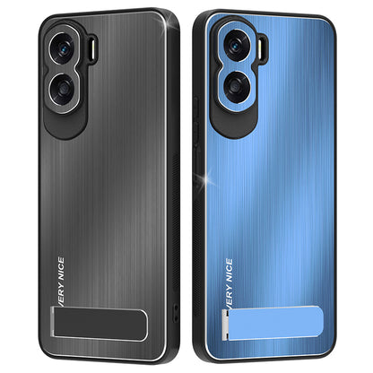 For Honor X50i 5G Kickstand Phone Case TPU+Aluminium Alloy Brushed Anti-scratch Cover