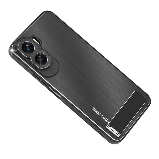 For Honor X50i 5G Kickstand Phone Case TPU+Aluminium Alloy Brushed Anti-scratch Cover