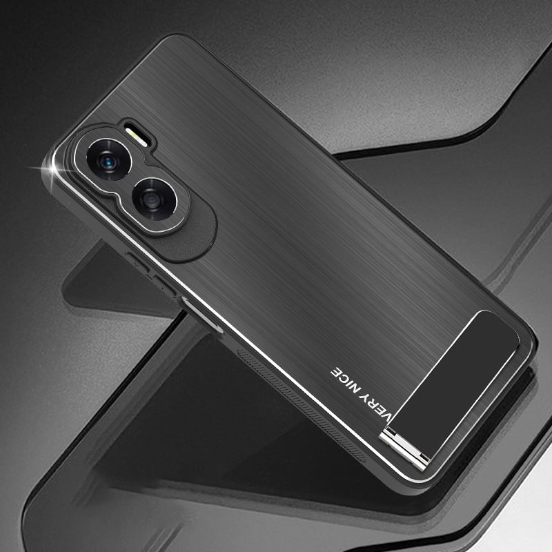For Honor X50i 5G Kickstand Phone Case TPU+Aluminium Alloy Brushed Anti-scratch Cover