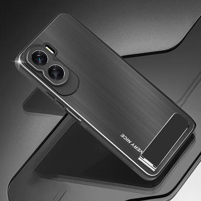 For Honor X50i 5G Kickstand Phone Case TPU+Aluminium Alloy Brushed Anti-scratch Cover