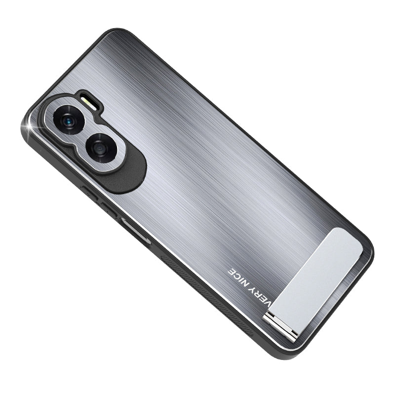 For Honor X50i 5G Kickstand Phone Case TPU+Aluminium Alloy Brushed Anti-scratch Cover