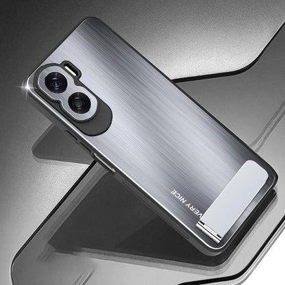 For Honor X50i 5G Kickstand Phone Case TPU+Aluminium Alloy Brushed Anti-scratch Cover