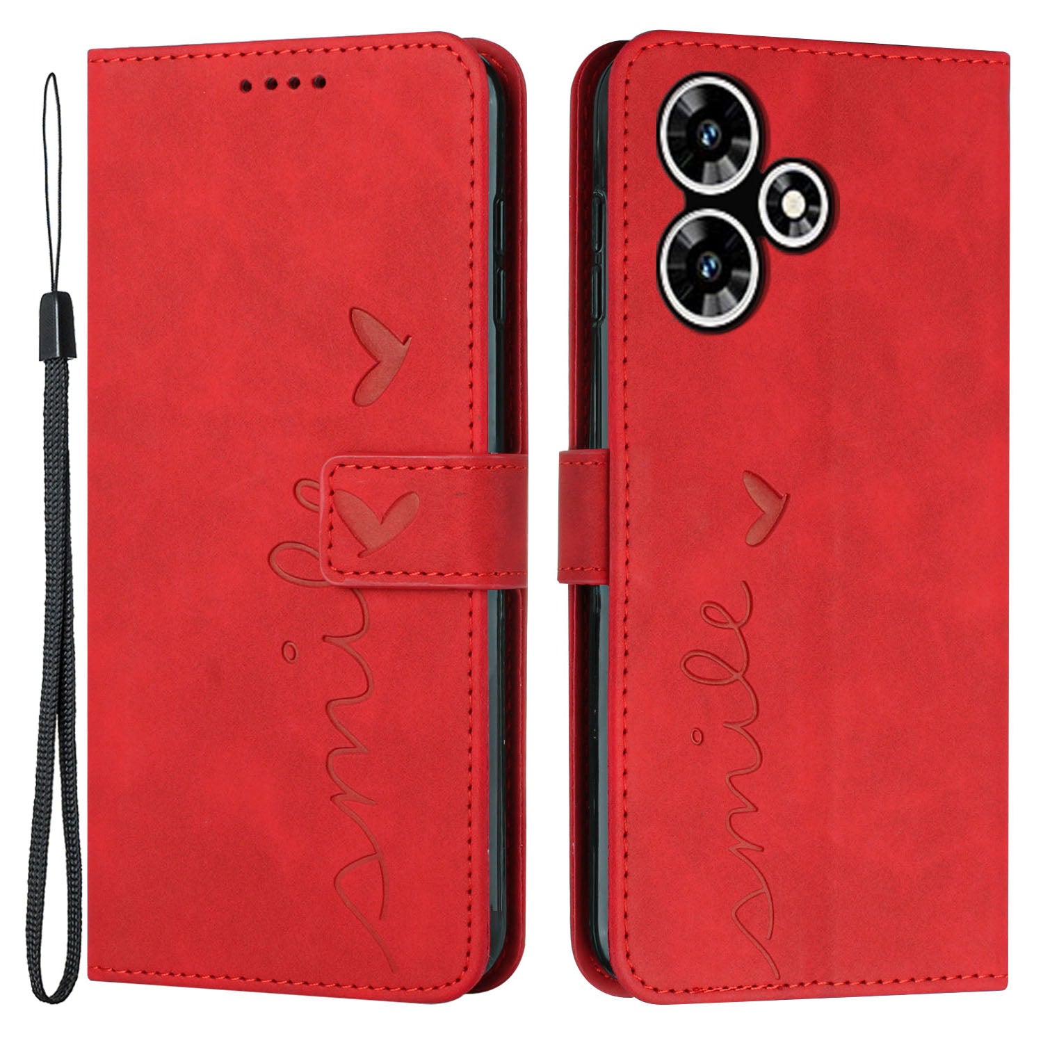 For Infinix Hot 30 Bump Proof Leather Phone Case Stand Skin-touch Imprinted Heart Wallet Cover