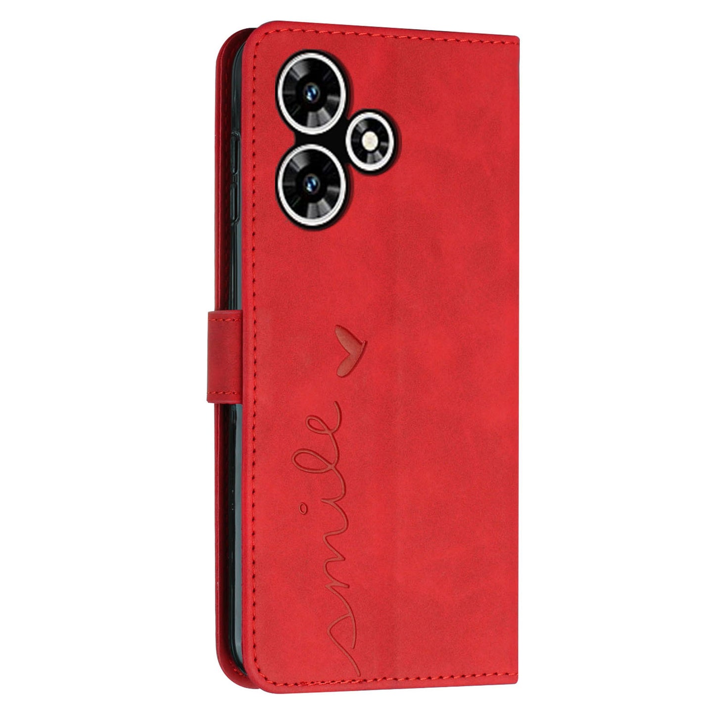 For Infinix Hot 30 Bump Proof Leather Phone Case Stand Skin-touch Imprinted Heart Wallet Cover