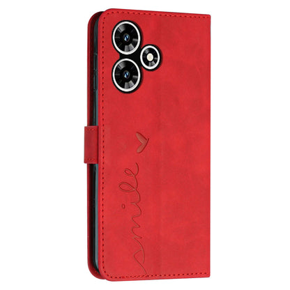 For Infinix Hot 30 Bump Proof Leather Phone Case Stand Skin-touch Imprinted Heart Wallet Cover