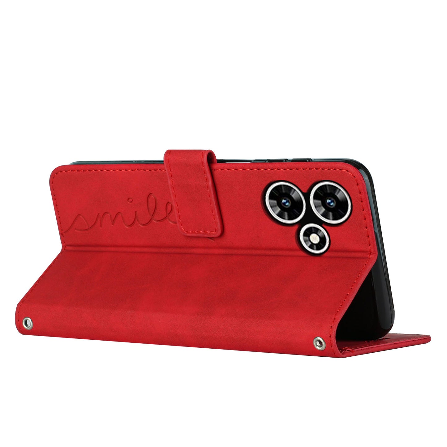 For Infinix Hot 30 Bump Proof Leather Phone Case Stand Skin-touch Imprinted Heart Wallet Cover