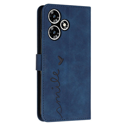 For Infinix Hot 30 Bump Proof Leather Phone Case Stand Skin-touch Imprinted Heart Wallet Cover