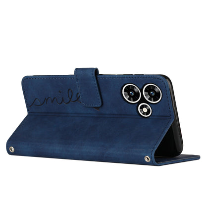 For Infinix Hot 30 Bump Proof Leather Phone Case Stand Skin-touch Imprinted Heart Wallet Cover