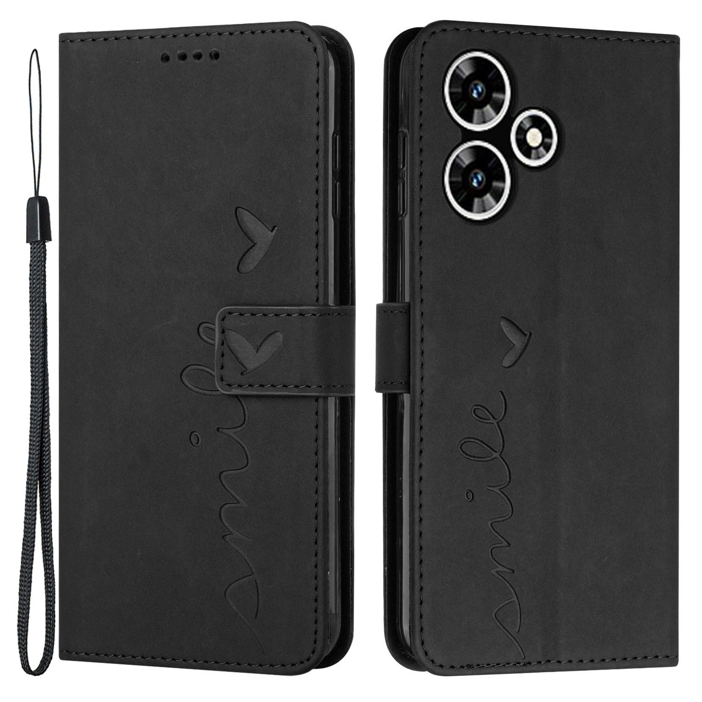 For Infinix Hot 30 Bump Proof Leather Phone Case Stand Skin-touch Imprinted Heart Wallet Cover