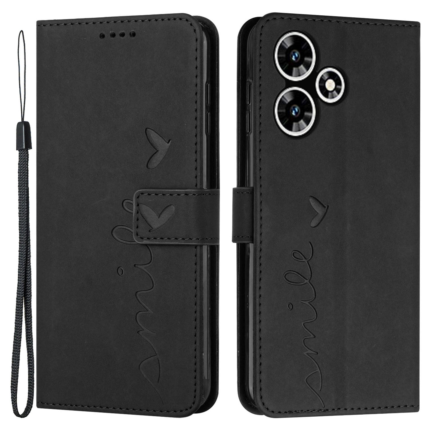 For Infinix Hot 30 Bump Proof Leather Phone Case Stand Skin-touch Imprinted Heart Wallet Cover