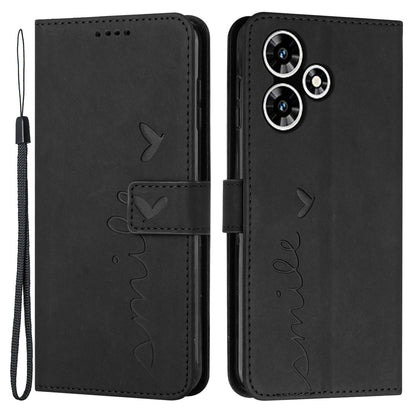 For Infinix Hot 30 Bump Proof Leather Phone Case Stand Skin-touch Imprinted Heart Wallet Cover
