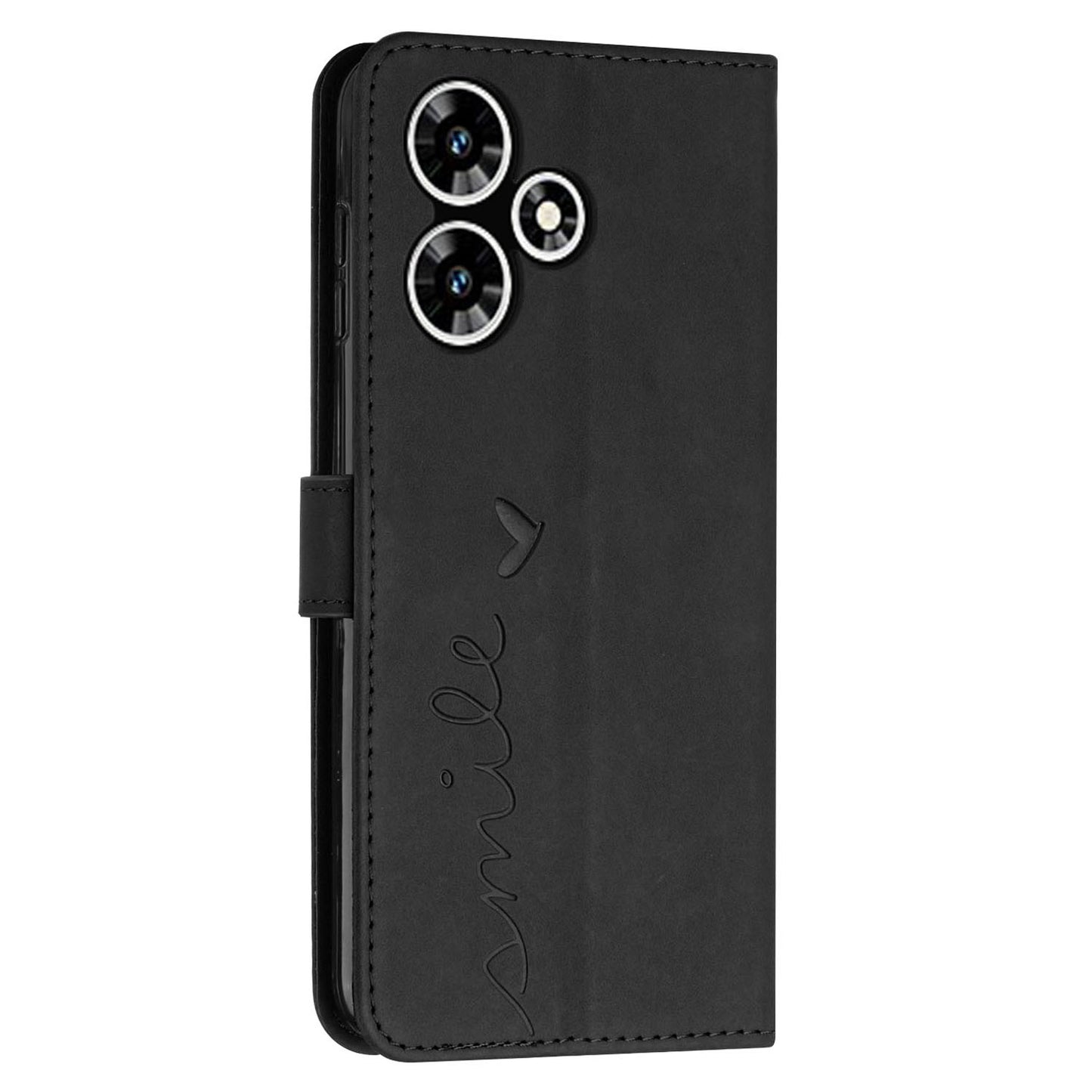 For Infinix Hot 30 Bump Proof Leather Phone Case Stand Skin-touch Imprinted Heart Wallet Cover