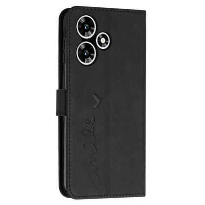 For Infinix Hot 30 Bump Proof Leather Phone Case Stand Skin-touch Imprinted Heart Wallet Cover