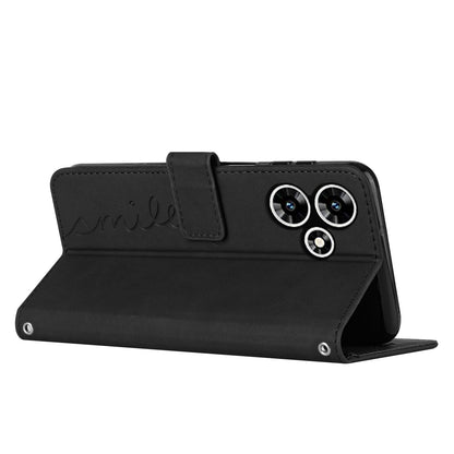 For Infinix Hot 30 Bump Proof Leather Phone Case Stand Skin-touch Imprinted Heart Wallet Cover