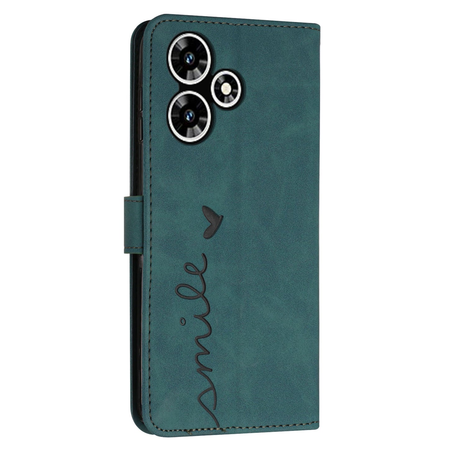 For Infinix Hot 30 Bump Proof Leather Phone Case Stand Skin-touch Imprinted Heart Wallet Cover