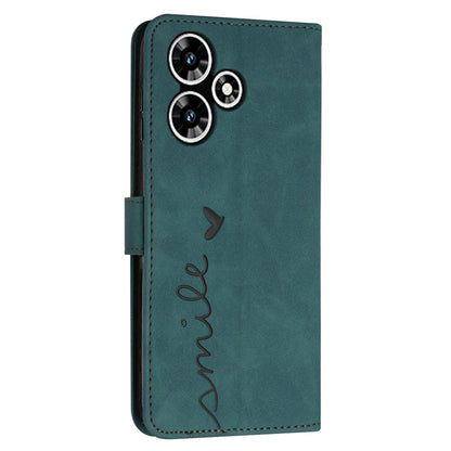 For Infinix Hot 30 Bump Proof Leather Phone Case Stand Skin-touch Imprinted Heart Wallet Cover
