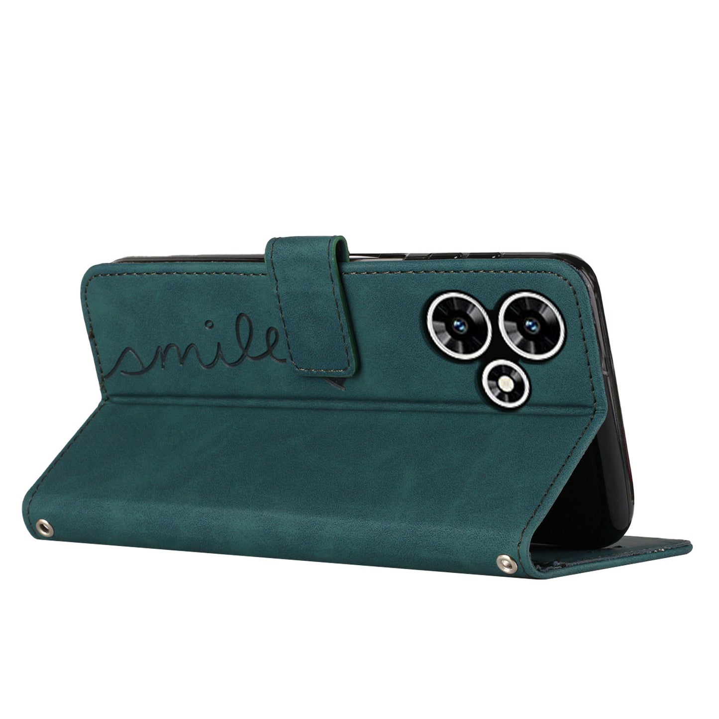 For Infinix Hot 30 Bump Proof Leather Phone Case Stand Skin-touch Imprinted Heart Wallet Cover