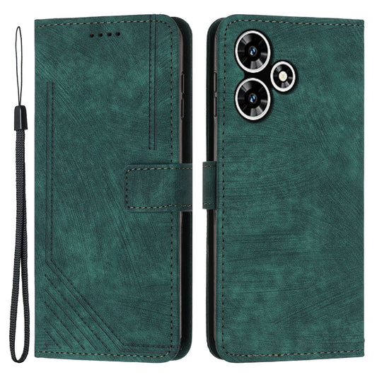 For Infinix Hot 30 Play NFC 4G Stand Wallet PU Leather Case Imprinted Lines Skin-touch Phone Cover