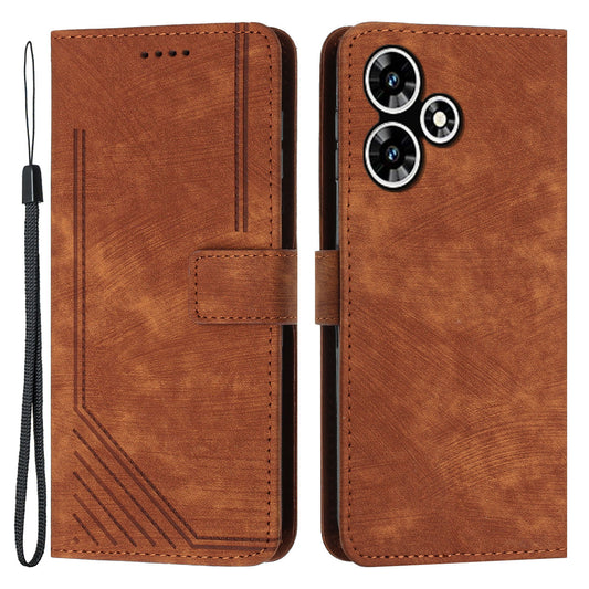 For Infinix Hot 30 Play NFC 4G Stand Wallet PU Leather Case Imprinted Lines Skin-touch Phone Cover