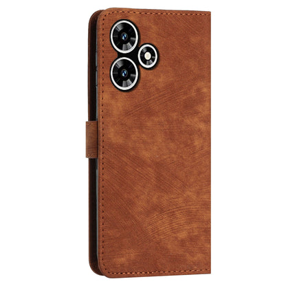 For Infinix Hot 30 Play NFC 4G Stand Wallet PU Leather Case Imprinted Lines Skin-touch Phone Cover