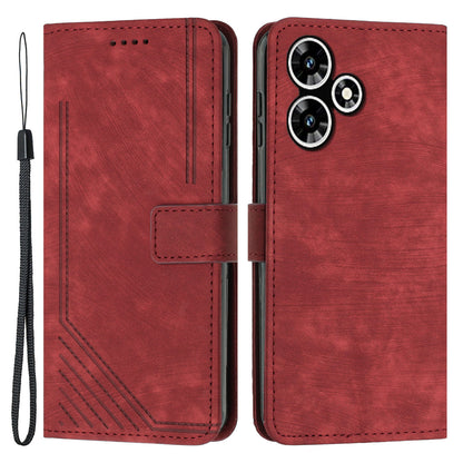 For Infinix Hot 30 Play NFC 4G Stand Wallet PU Leather Case Imprinted Lines Skin-touch Phone Cover