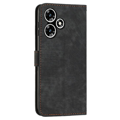 For Infinix Hot 30 Play NFC 4G Stand Wallet PU Leather Case Imprinted Lines Skin-touch Phone Cover